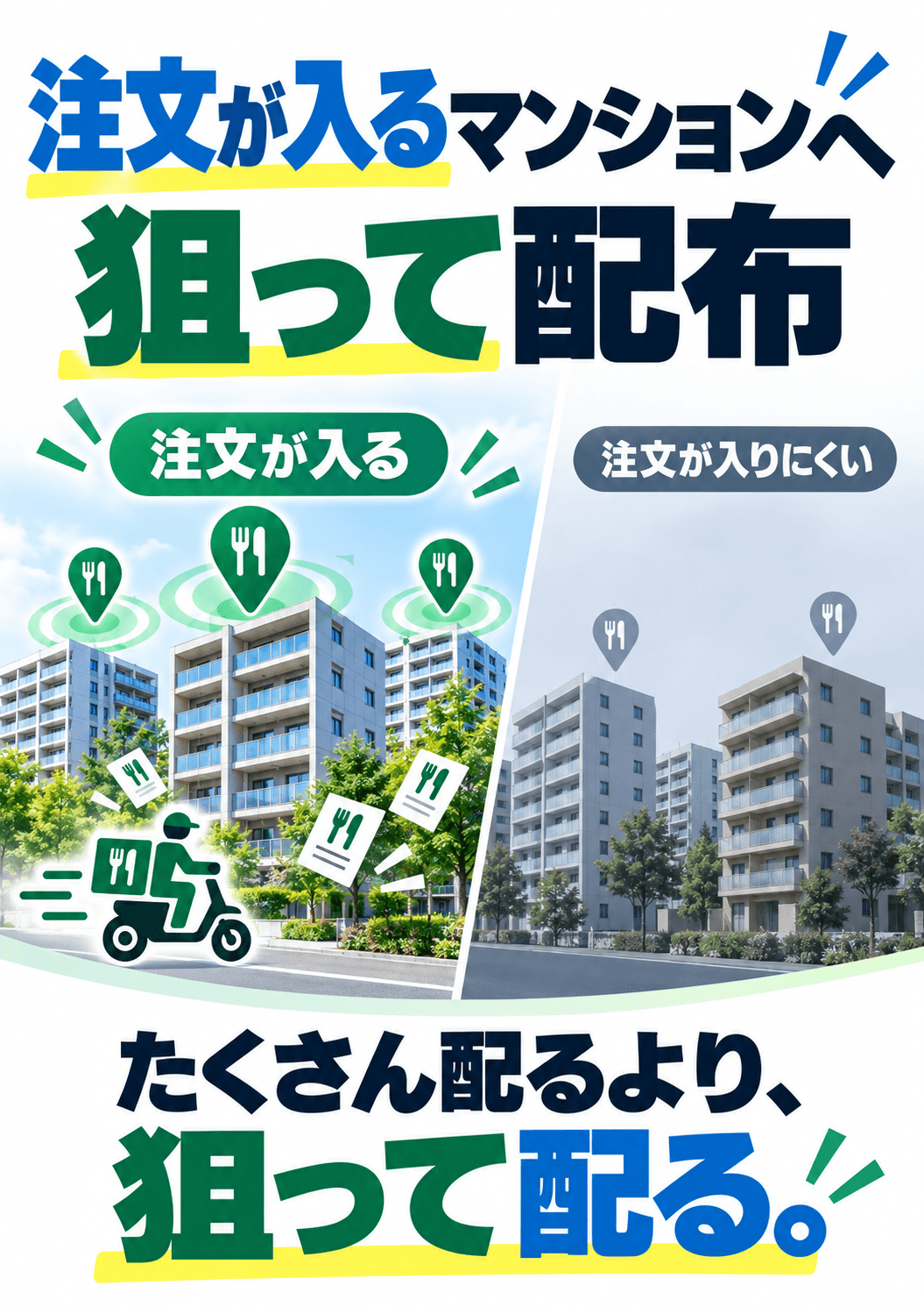 注文実績のあるエリアを狙ってチラシを配布